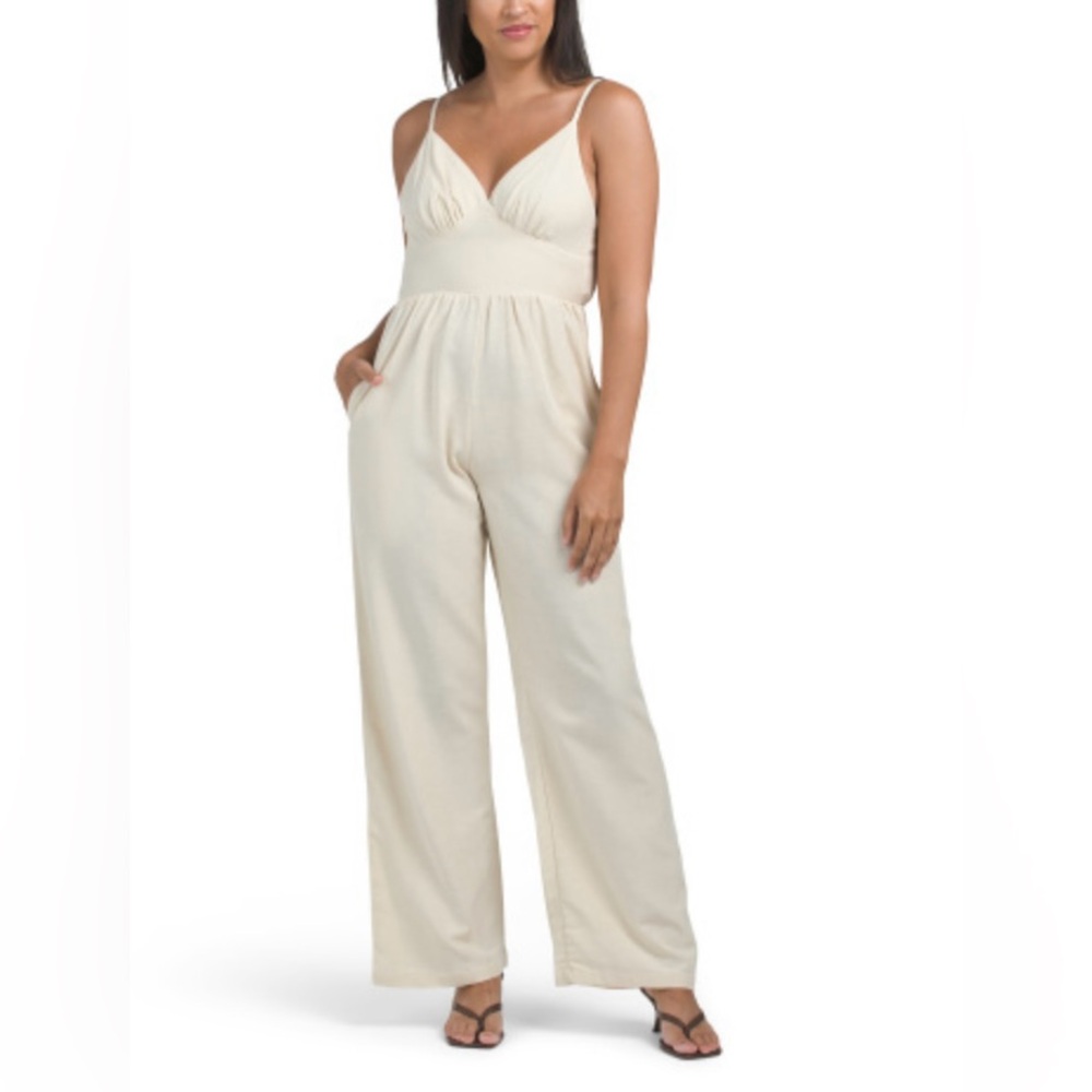 New Japna Linen Blend Pinstripped Romper
